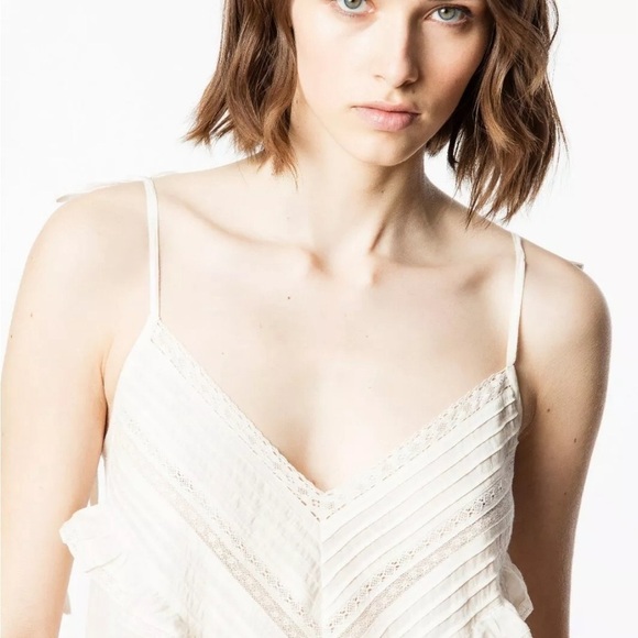 Zadig & Voltaire Rilli Ruffle Lace Dress, Vanille (Ivory Cream) Size S $398 - Picture 5 of 12